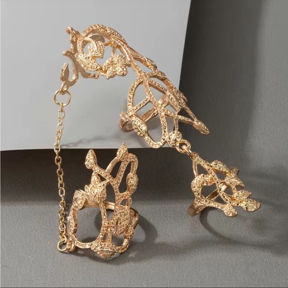 NWT Flower Chain Temperament Stylish Hollow Carving MITTEN Ring For Women - Picture 5 of 6